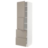 METOD / MAXIMERA High cabinet w 2 doors+2 drawers, white/Upplöv matt dark beige, 60x60x220 cm