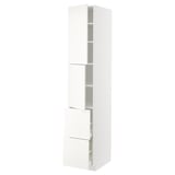 METOD / MAXIMERA High cabinet w 2 doors+2 drawers, white/Vallstena white, 40x60x220 cm