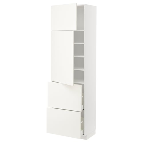 White METOD kitchen cabinet with doors and shelves.
