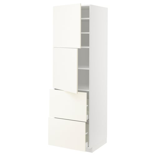 White METOD kitchen unit with doors and drawers.