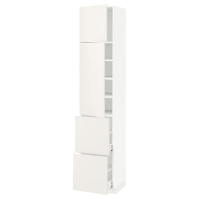 METOD / MAXIMERA High cabinet w 2 doors+2 drawers, white/Veddinge white, 40x41x200 cm