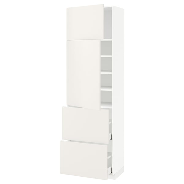 METOD / MAXIMERA High cabinet w 2 doors+2 drawers, white/Veddinge white, 60x41x200 cm
