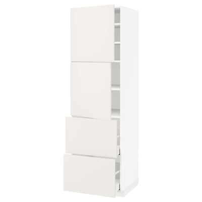 METOD / MAXIMERA High cabinet w 2 doors+2 drawers, white/Veddinge white, 60x60x200 cm