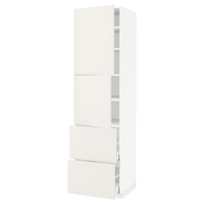 METOD / MAXIMERA High cabinet w 2 doors+2 drawers, white/Veddinge white, 60x60x220 cm