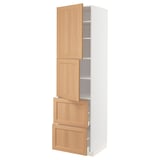 METOD / MAXIMERA High cabinet w 2 doors+2 drawers, white/Vedhamn oak, 60x60x220 cm