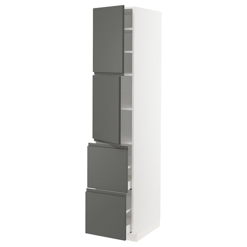 METOD kitchen storage unit in dark grey with white frame, modern design.