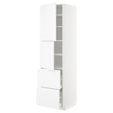 METOD / MAXIMERA High cabinet w 2 doors+2 drawers, white/Voxtorp high-gloss/white, 60x60x220 cm