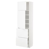 METOD / MAXIMERA High cabinet w 2 doors+2 drawers, white/Voxtorp high-gloss/white, 60x41x200 cm