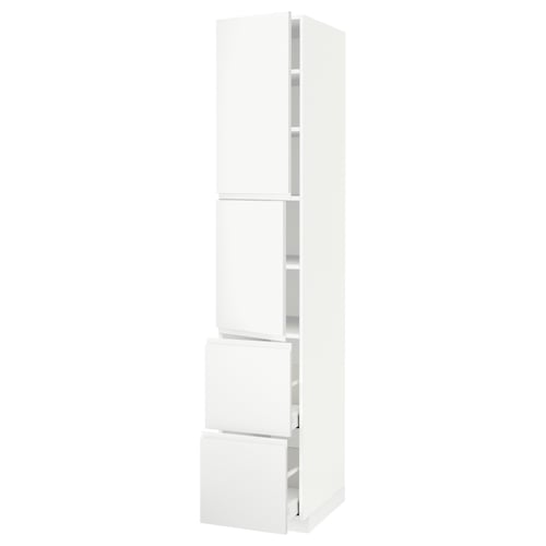 White ikea METOD kitchen unit with drawers and shelves. Modern, minimalist design.
