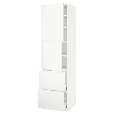 METOD / MAXIMERA High cabinet w 2 doors+2 drawers, white/Voxtorp matt white, 60x60x220 cm