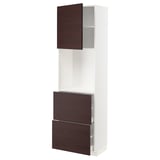 METOD / MAXIMERA High cabinet w shelves/2 drawers, white Askersund/dark brown ash effect, 60x41x200 cm