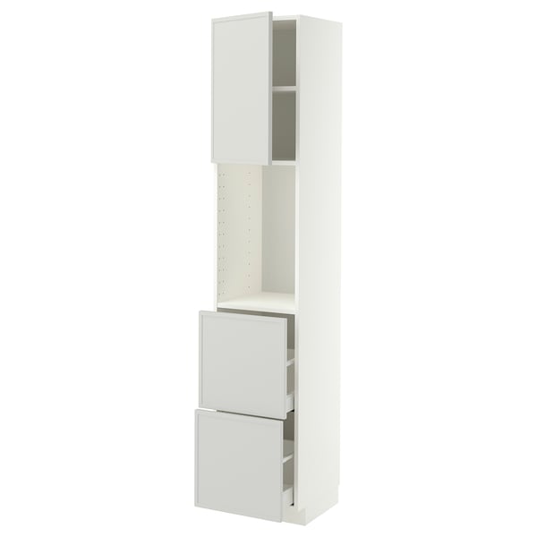 METOD / MAXIMERA High cabinet w shelves/2 drawers, white/Aspudden light grey, 40x41x200 cm