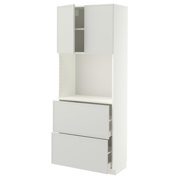 METOD / MAXIMERA High cabinet w shelves/2 drawers, white/Aspudden light grey, 80x41x200 cm
