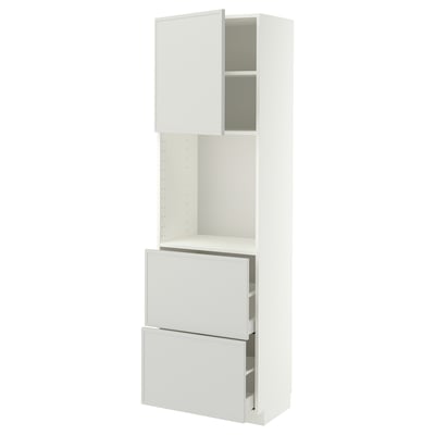 METOD / MAXIMERA High cabinet w shelves/2 drawers, white/Aspudden light grey, 60x41x200 cm
