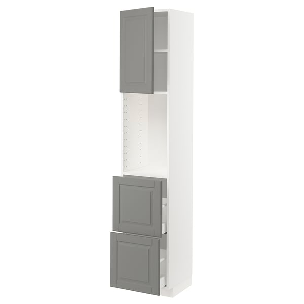 METOD / MAXIMERA High cabinet w shelves/2 drawers, white/Bodbyn grey, 40x41x200 cm