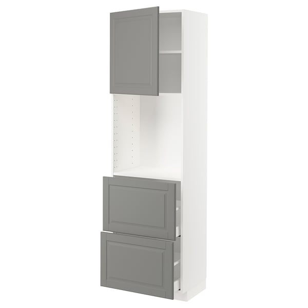METOD / MAXIMERA High cabinet w shelves/2 drawers, white/Bodbyn grey, 60x41x200 cm