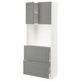 METOD / MAXIMERA High cabinet w shelves/2 drawers, white/Bodbyn grey, 80x41x200 cm
