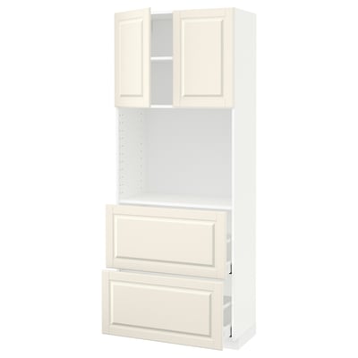 METOD / MAXIMERA High cabinet w shelves/2 drawers, white/Bodbyn off-white, 80x41x200 cm
