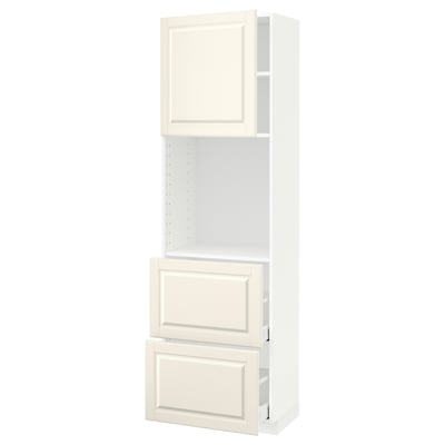METOD / MAXIMERA High cabinet w shelves/2 drawers, white/Bodbyn off-white, 60x41x200 cm