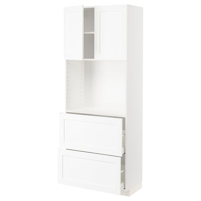 METOD / MAXIMERA High cabinet w shelves/2 drawers, white Enköping/white wood effect, 80x41x200 cm