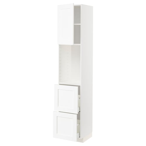 A white METOD kitchen cabinet with a classic look, featuring adjustable shelves and smooth-running drawers.