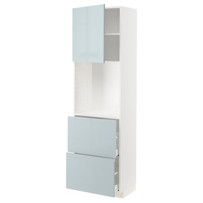 METOD / MAXIMERA High cabinet w shelves/2 drawers, white/Kallarp light grey-blue, 60x41x200 cm