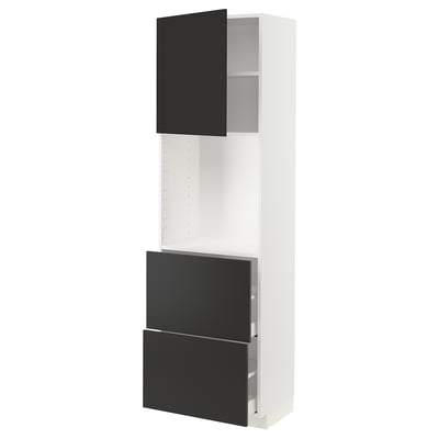 METOD / MAXIMERA High cabinet w shelves/2 drawers, white/Nickebo matt anthracite, 60x41x200 cm