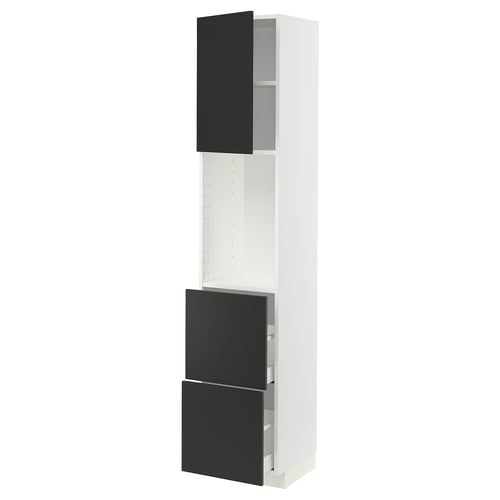 METOD kitchen unit with black nickebo fronts, three shelves, 25-year guarantee.