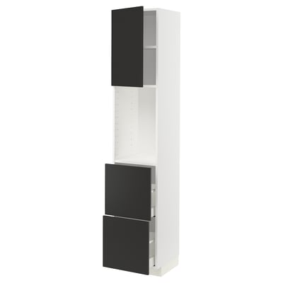 METOD / MAXIMERA High cabinet w shelves/2 drawers, white/Nickebo matt anthracite, 40x41x200 cm