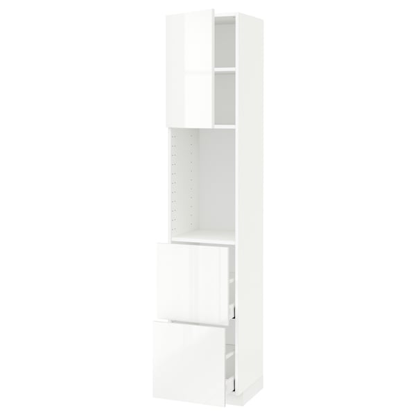 METOD / MAXIMERA High cabinet w shelves/2 drawers, white/Ringhult white, 40x41x200 cm