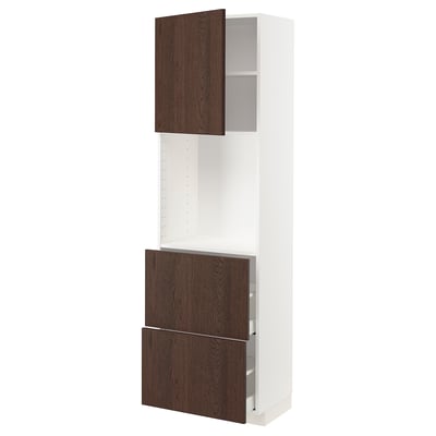 METOD / MAXIMERA High cabinet w shelves/2 drawers, white/Sinarp brown, 60x41x200 cm