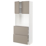 METOD / MAXIMERA High cabinet w shelves/2 drawers, white/Upplöv matt dark beige, 80x41x200 cm