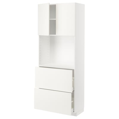 METOD / MAXIMERA High cabinet w shelves/2 drawers, white/Vallstena white, 80x41x200 cm