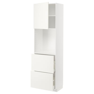 METOD / MAXIMERA High cabinet w shelves/2 drawers, white/Vallstena white, 60x41x200 cm