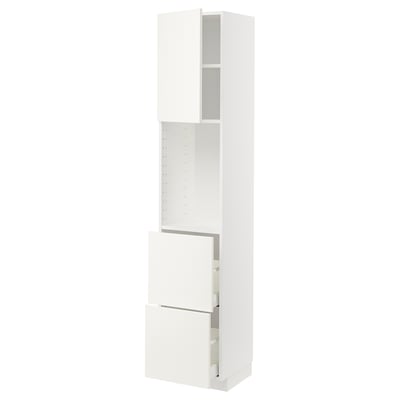 METOD / MAXIMERA High cabinet w shelves/2 drawers, white/Vallstena white, 40x41x200 cm