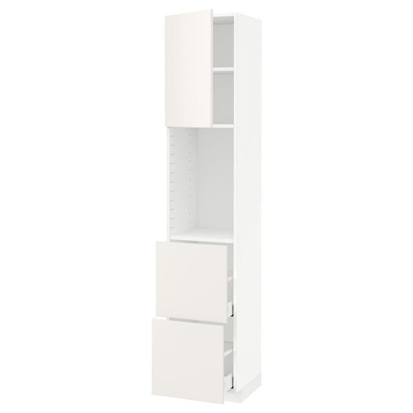 METOD / MAXIMERA High cabinet w shelves/2 drawers, white/Veddinge white, 40x41x200 cm