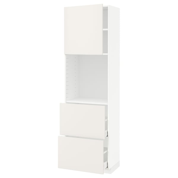 METOD / MAXIMERA High cabinet w shelves/2 drawers, white/Veddinge white, 60x41x200 cm