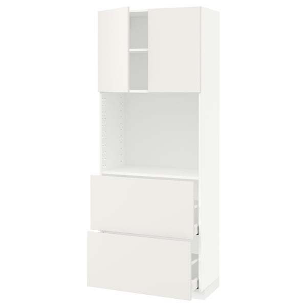 METOD / MAXIMERA High cabinet w shelves/2 drawers, white/Veddinge white, 80x41x200 cm