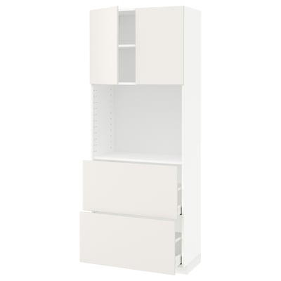 METOD / MAXIMERA High cabinet w shelves/2 drawers, white/Veddinge white, 80x41x200 cm