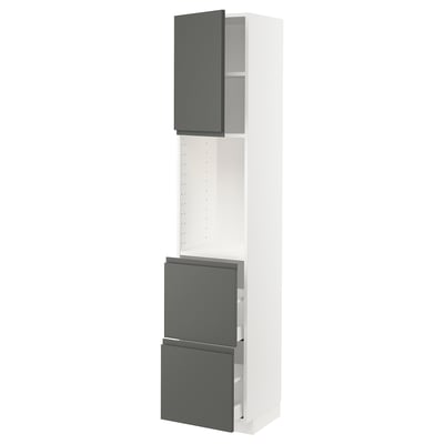 METOD / MAXIMERA High cabinet w shelves/2 drawers, white/Voxtorp dark grey, 40x41x200 cm
