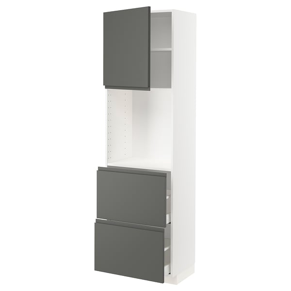 METOD / MAXIMERA High cabinet w shelves/2 drawers, white/Voxtorp dark grey, 60x41x200 cm