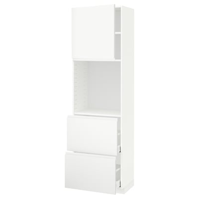 METOD / MAXIMERA High cabinet w shelves/2 drawers, white/Voxtorp matt white, 60x41x200 cm