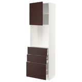 METOD / MAXIMERA High cabinet w shelves/3 drawers, white Askersund/dark brown ash effect, 60x41x200 cm