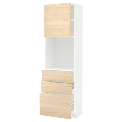 METOD / MAXIMERA High cabinet w shelves/3 drawers, white/Askersund light ash effect, 60x41x200 cm
