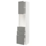 METOD / MAXIMERA High cabinet w shelves/3 drawers, white/Bodbyn grey, 40x41x200 cm