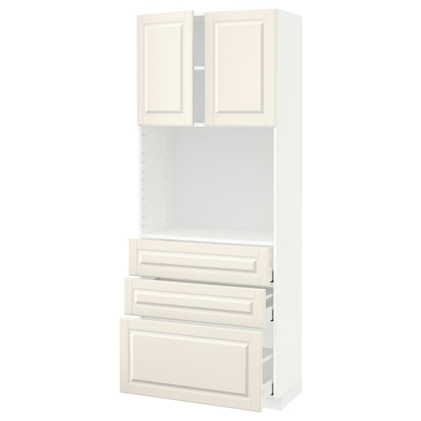 METOD / MAXIMERA High cabinet w shelves/3 drawers, white/Bodbyn off-white, 80x41x200 cm