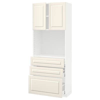 METOD / MAXIMERA High cabinet w shelves/3 drawers, white/Bodbyn off-white, 80x41x200 cm