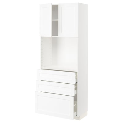 METOD / MAXIMERA High cabinet w shelves/3 drawers, white Enköping/white wood effect, 80x41x200 cm
