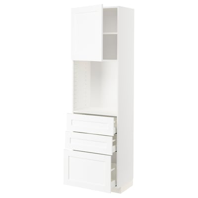 METOD / MAXIMERA High cabinet w shelves/3 drawers, white Enköping/white wood effect, 60x41x200 cm