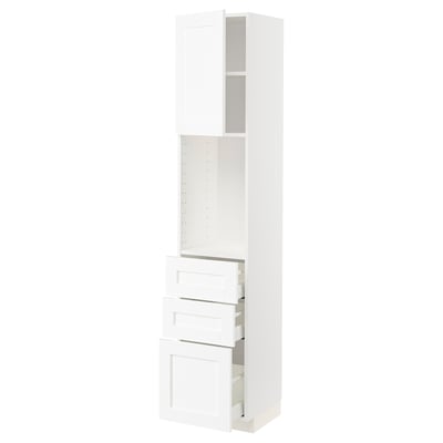 METOD / MAXIMERA High cabinet w shelves/3 drawers, white Enköping/white wood effect, 40x41x200 cm